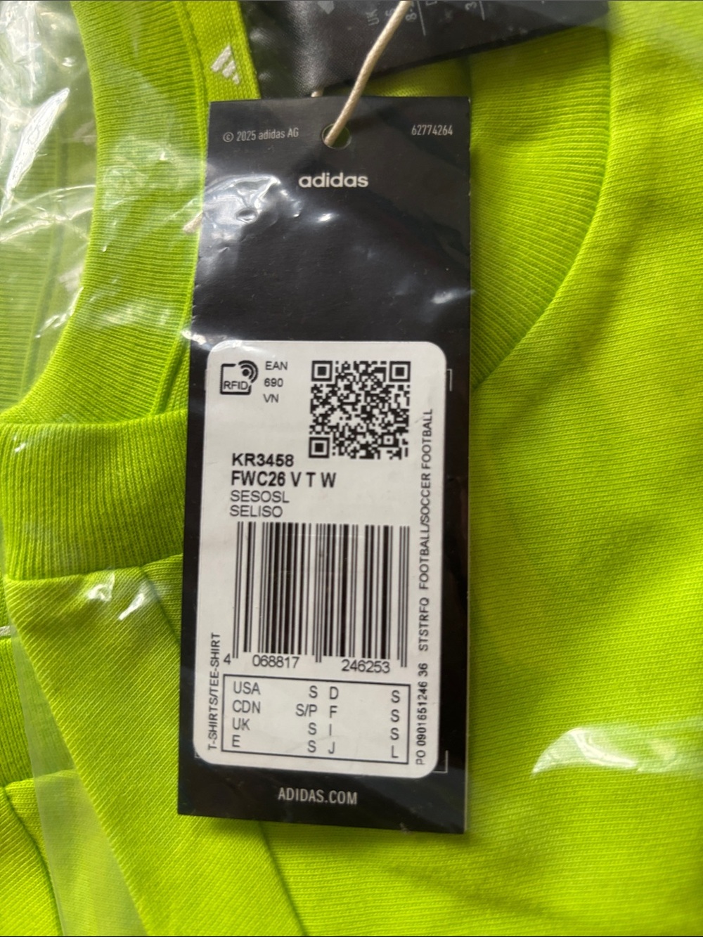 adidas Neon Yellow-Green FIFA Volunteer Tee & Blue Accent Cap - Picture 2 of 3